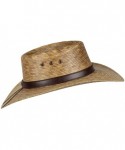 Sun Hats Mexican Gambler Palm Leaf Straw Vented Sun Hat- Alamo Sombrero Cowboy - C818OEIT6MX $42.14