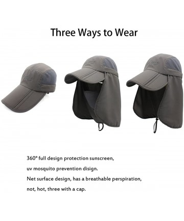 Sun Hats Neck Face Flap Outdoor Cap UV Protection Sun Hats Fishing Hat Quick-Drying UPF50+ - Grey - CK17Z3ZXO97 $22.49