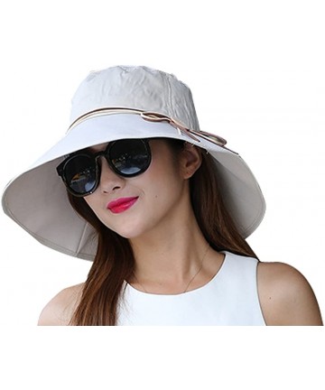 Bucket Hats Women's Sun Hat Summer Beach Hat Foldable Wide Brim Bucket travel Cap - Beige - C0183MZSWXM $17.88