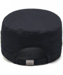 Baseball Caps Solid Brim Flat Top Cadet Caps Adjustable Corps Military Flat Top Hats with Breathable Holes Beside - Black - C...