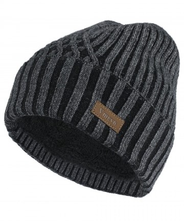 Skullies & Beanies Wool Cuffed Beanie Hat Warm Winter Knit Hats Unisex Skull Cap with Lining - D - (Dark Grey) - C21872O5S49 ...