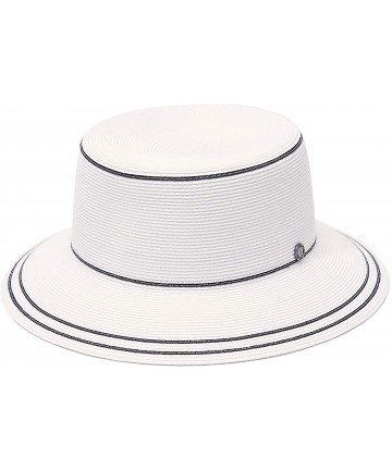 Sun Hats Bella Bucket Sun Hat Beach Fine Straw Braid UPF50+ for Women Men - White - CQ1932W2NSD $40.38
