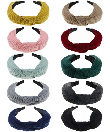 Headbands 10 Pack Boho Headbands for Women Plastic Vintage Cross Elastic Head Wrap Hair Accessories - 10 Pack Ribbing - CP18T...