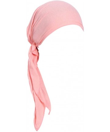 Skullies & Beanies Womens Turban Chemo Hat Head Scarves Slip-On Pre-Tied Headwear Bandana Sleep Hair Cover - Pink - CB196DK9A...