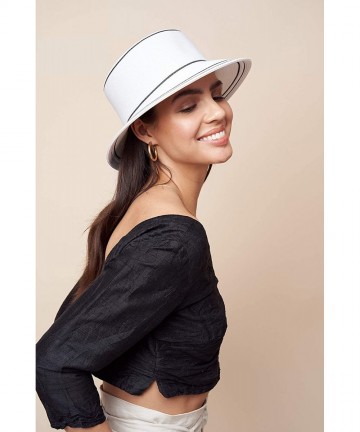 Sun Hats Bella Bucket Sun Hat Beach Fine Straw Braid UPF50+ for Women Men - White - CQ1932W2NSD $40.38