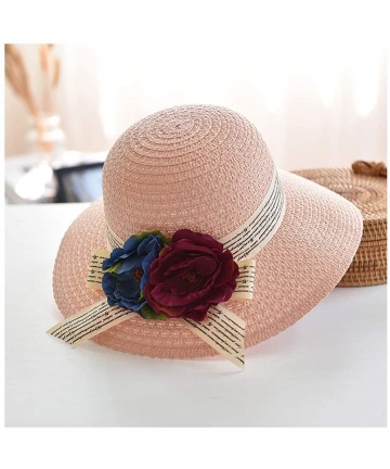 Sun Hats Cute Girls Sunhat Straw Hat Tea Party Hat Set with Purse - Bare Pink 1 - CO193TNZ7DW $18.58