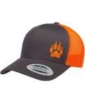 Baseball Caps Embroidered Wolf Paw Trucker Snapback Cap Mesh Back Men and Women - Charcoal/Neon Orange - C7192EC7ANX $25.60