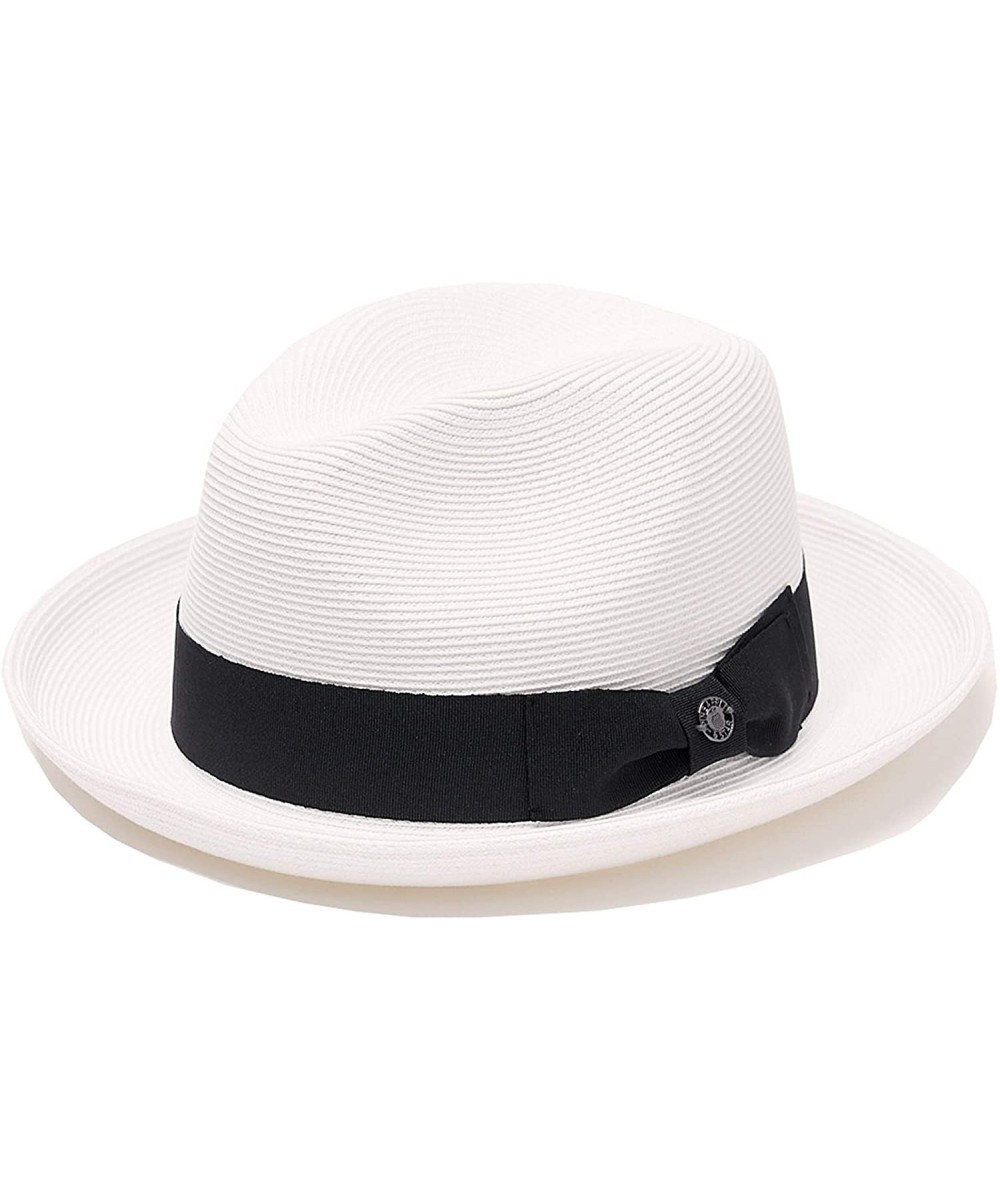 Fedoras Genoa Fedora Bucket Sun Straw Beach Hat Fine Braid UPF50+ Unisex - White_bowbk - C5193437G49 $55.18