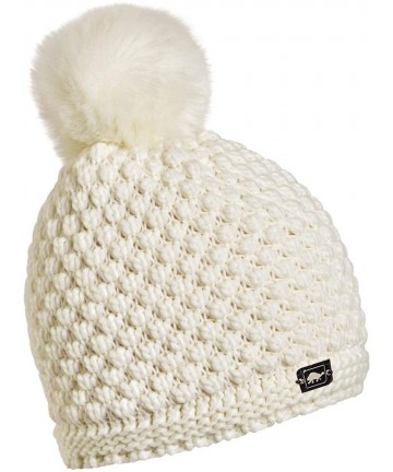 Skullies & Beanies Women's Snowfall Sherptasoft Fleece Lined Faux Fur Pom Beanie - White - C618IGIYUXN $46.24