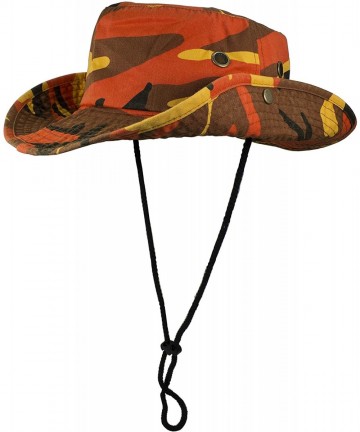 Sun Hats 100% Cotton Stone-Washed Safari Booney Sun Hats - Orange Camo - CE18HZYWKXQ $23.67