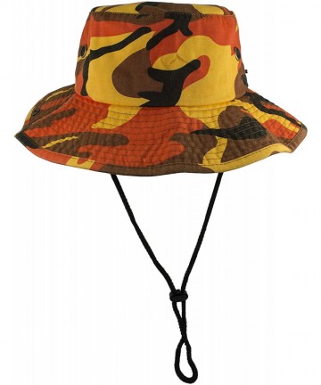 Sun Hats 100% Cotton Stone-Washed Safari Booney Sun Hats - Orange Camo - CE18HZYWKXQ $13.61