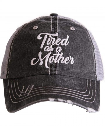 Baseball Caps Tired as a Mother Women's Distressed Grey Trucker Hat - CR18IRZQ6AA $28.37