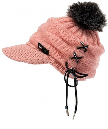 Skullies & Beanies Womens Warm Knit Hats Slouchy Pom Beanie Stretch Caps with Visor - Pink - CP18L35Y54Y $13.98