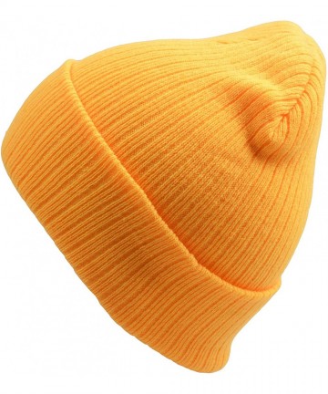 Skullies & Beanies Women's Rib Knit Beanie Hat Fashion Cuffed - Yellow - CQ18HHSTMSQ $17.38