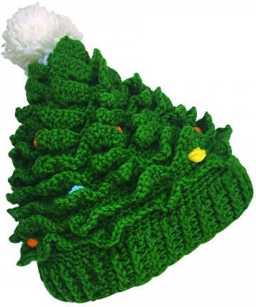 Skullies & Beanies Unisex Christmas Winter Knitted Crochet Beanie Santa Hat Bearded Caps - Green - CL187DM7LHC $27.46