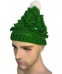 Skullies & Beanies Unisex Christmas Winter Knitted Crochet Beanie Santa Hat Bearded Caps - Green - CL187DM7LHC $20.31
