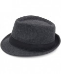 Fedoras Classic Unisex Men Women Trilby Fedora Hat - Dark Gray - C818ZYWK6ZG $16.56