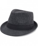 Fedoras Classic Unisex Men Women Trilby Fedora Hat - Dark Gray - C818ZYWK6ZG $16.56