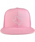 Baseball Caps Texas State Outline Embroidered Cotton Flat Bill Mesh Back Trucker Cap - Pink - CG185YMHDE6 $25.65
