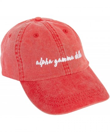 Baseball Caps Alpha Gamma Sorority Baseball Hat Cap Cursive Name Font Alpha Gam - Red - CM18SD9W7GT $26.23
