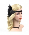 Headbands Roaring 20's Flapper Rhinestone Headband with Feather Vintage 1920s Hair Hoop Headpiece - Black - CL18D88NHKS $14.26