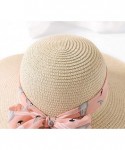 Sun Hats Chiffon Streamers Ladies Straw hat Summer Travel Sunscreen Sun hat Beach hat Folding hat - Khaki - CC18RMRC3OL $14.80