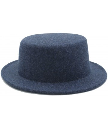 Sun Hats Boater Flat Top Hat for Women's Men' Felt Wide Brim Chapeu de Feltro Gambler Prok Pie Fedora Hat - 3 - C418C74DN7Q $...