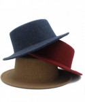 Sun Hats Boater Flat Top Hat for Women's Men' Felt Wide Brim Chapeu de Feltro Gambler Prok Pie Fedora Hat - 3 - C418C74DN7Q $...