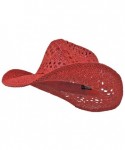 Cowboy Hats Red Western Toyo Hand Crocheted Cowgirl Hat - CC11CG1ON6P $29.70