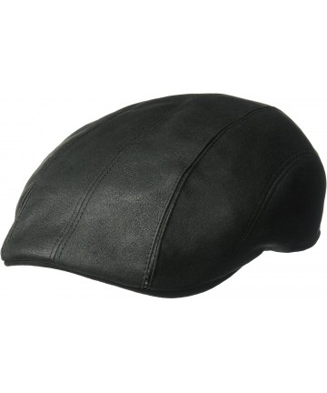 Newsboy Caps Men's Faux Leather Ivy Hat with Cotton Lining - Black - CY17YR8OGD0 $33.49