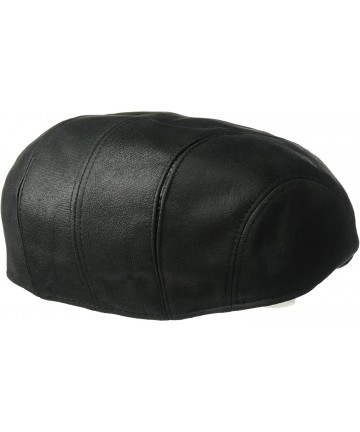 Newsboy Caps Men's Faux Leather Ivy Hat with Cotton Lining - Black - CY17YR8OGD0 $33.49