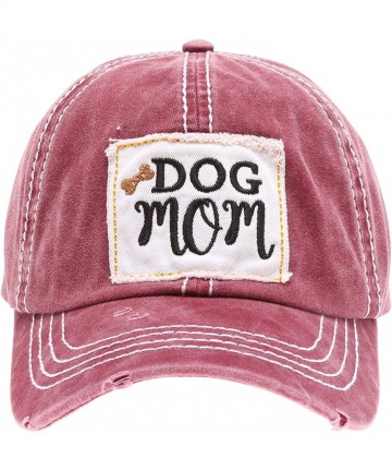 Baseball Caps Baseball Distressed Embroidered Adjustable - Dog Mom - Burgundy - CT18Y3E30YM $22.39