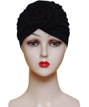 Skullies & Beanies Women Pre-Tied Bonnet Turban for Women Printed Turban African Pattern Knot Headwrap Beanie - A7-1pcs-black...