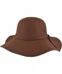 Fedoras Womens Floppy Hat- Wool Felt Wide Brim Sun Hat Fedora Cloche Bowler Cap - Coffee - CQ18T63QT8Q $21.31