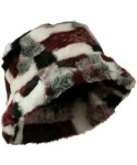 Bucket Hats Faux Fur Patch Pattern Bucket Hat - Red Burgundy W15S34F - C311C0NBFTH $22.84