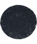 Berets Womens Lightweight Cut Out Knit Beanie Beret Cap Crochet Hat - Many Styles - Black Leaf - C412LCQ810X $19.78