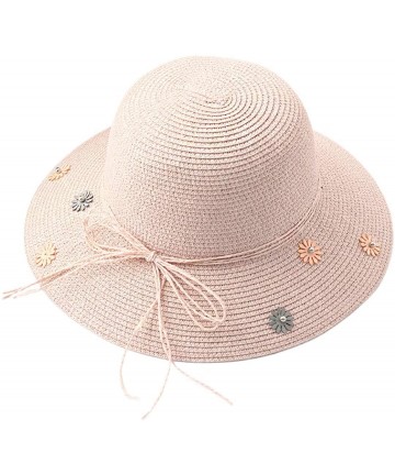 Sun Hats Cute Girls Sunhat Straw Hat Tea Party Hat Set with Purse - Daisy-bare Pink - CU193TN6TKG $17.69