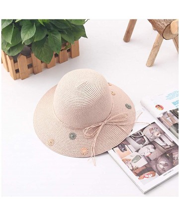 Sun Hats Cute Girls Sunhat Straw Hat Tea Party Hat Set with Purse - Daisy-bare Pink - CU193TN6TKG $17.69