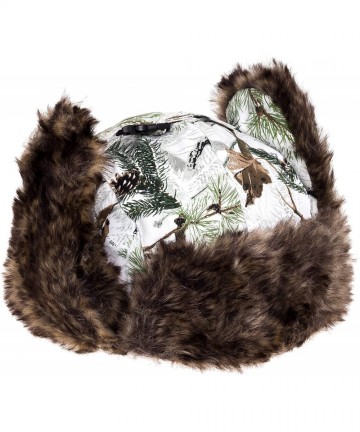 Skullies & Beanies Trooper Ear Flap Cap w/Faux Fur Lining Hat - Snow Camo - CQ12B19R13T $19.94