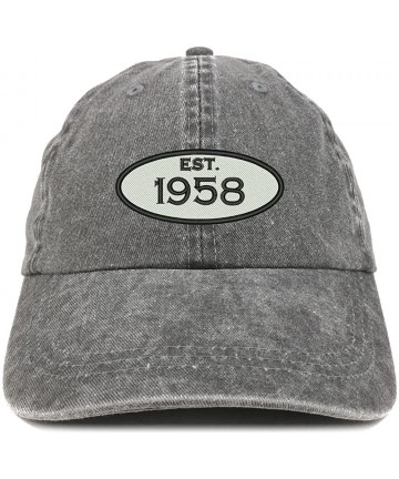 Baseball Caps Established 1958 Embroidered 62nd Birthday Gift Pigment Dyed Washed Cotton Cap - Black - CX180N4U5KD $24.26