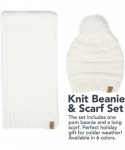 Skullies & Beanies Matching Knit Scarf and Beanie- Winter Thermal Set Slouchy Pom Ski Cap for Women - Knit White - CH18ZLH6AT...