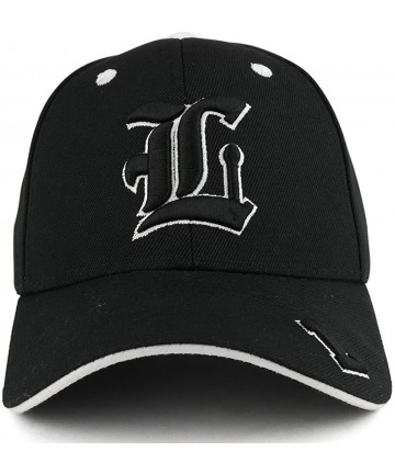 Baseball Caps Gothic Alphabet Letters 3D Monogram Embroidered Structured Baseball Cap - L - C9185RAS38C $22.42