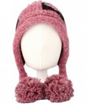 Skullies & Beanies Fleece Lining Thick Cable Knit Beanie Hat Pom Earflaps DZ70028 - Hotpink - CX18L76O8HC $22.86