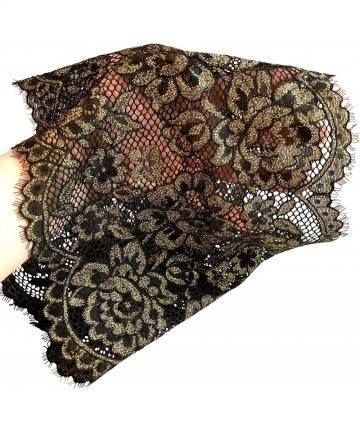 Headbands Stunning Stretch Wide Floral Lace Headbands in Many Beautiful Colors Handmade - Black Gold Shimmer - CP196Z4QDLE $1...