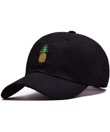 Baseball Caps Pineapple Distressed Baseball Cap Dad Hat Women Men - Black - CF18GZCYSED $14.86