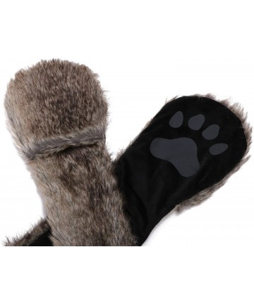 Skullies & Beanies 3-in-1 Multi-Functional Animal Hat- Scarf- Mitten Combo - Grey Wolf - CO11Q470G1N $27.06