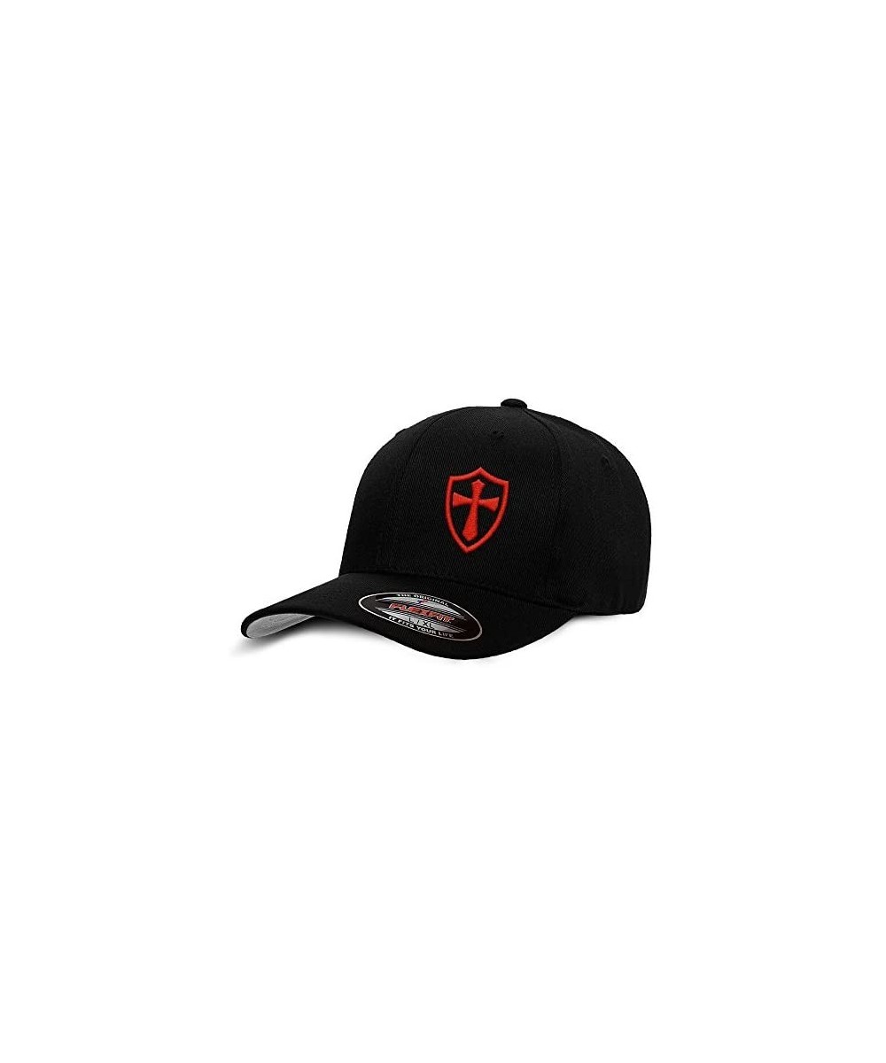 Baseball Caps Crusader Knights Templar Cross Baseball Hat - Black / Red - CA12LG3S27T $35.24