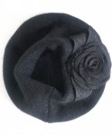 Berets Women Winter French Beret Hat Rabbit Hair Knit Berets Beanie Lined Warm Casual Beanie Hat - Black - CX18ZKOIGUK $31.81
