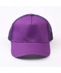 Baseball Caps Ponytail High Bun Hat Mesh Trucker Cotton Solid Baseball Cap PZ10042 - Purple - CK18TTGQUNL $18.78