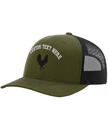 Baseball Caps Custom Baseball Cap Rooster Shadow Cock Silhouette Embroidery Polyester Mesh - Loden Black Personalized Text He...